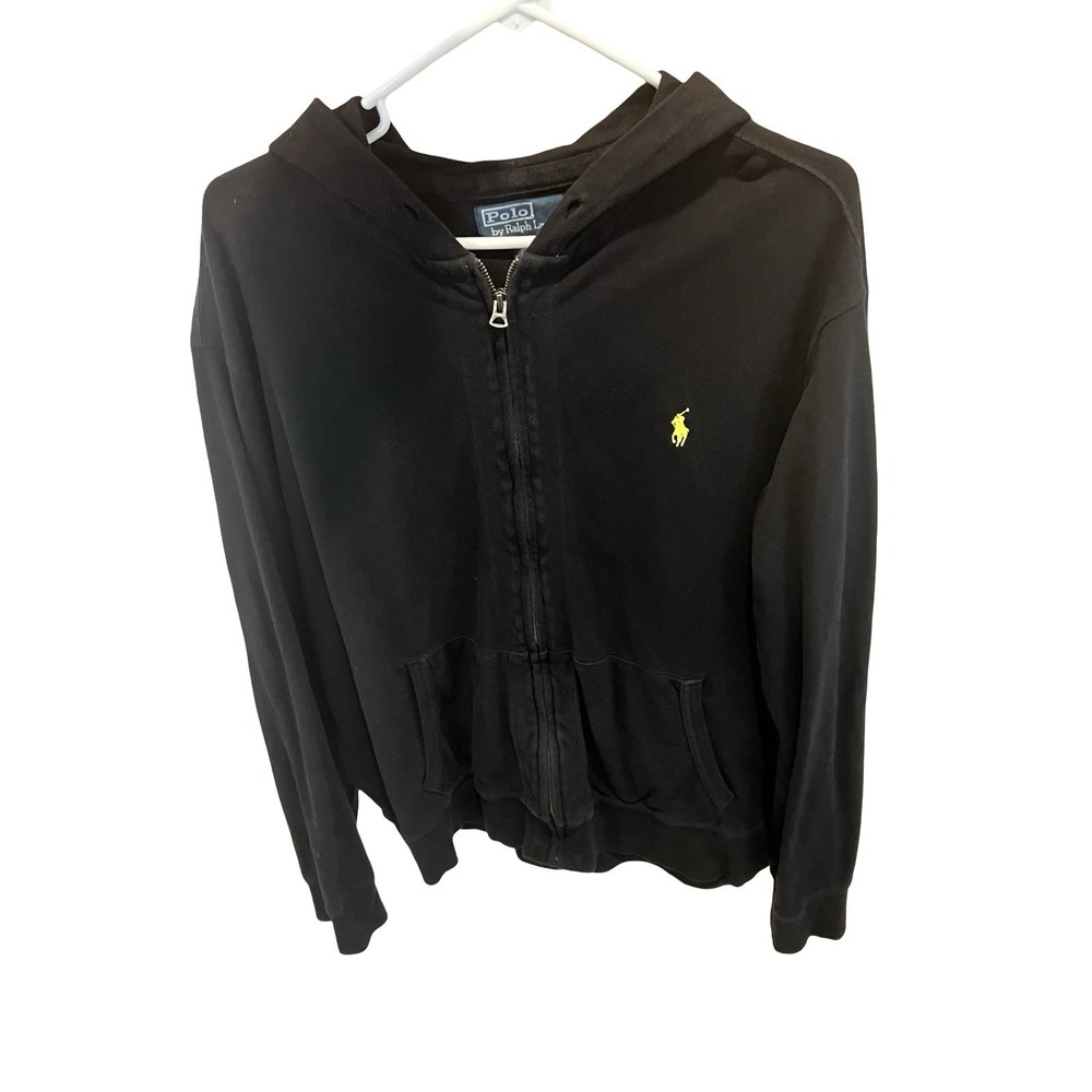 Ralph Lauren Polo Hoodie Men's XXL Big Black Full Zip Sweater Sweatshirt Pony